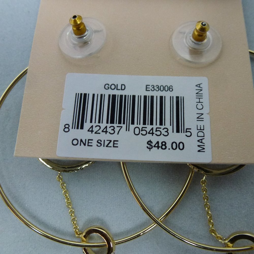 Rebecca Minkoff Gold Rhinestone Crystal Drop Earrings - Picture 4 of 4